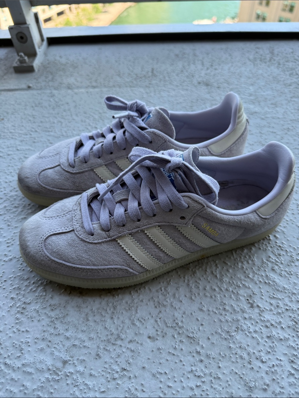 RARE adidas Women’s Samba Suede Sneakers in Lavender with White Stripes
